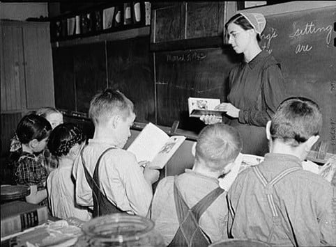 Mennonite Classroom in Pennsylvania in 1942.