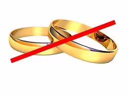 Two wedding rings crossed out. What does God say can end a marriage? 
